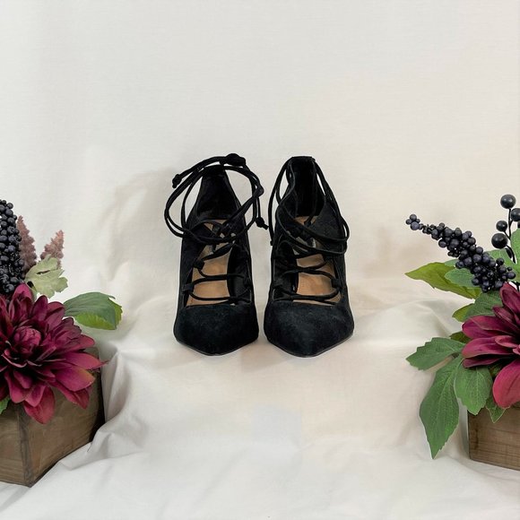 Suede Lace-Up Pumps | Tahari - Picture 2 of 4